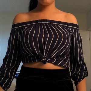 Navy Stripped Off the shoulder Top